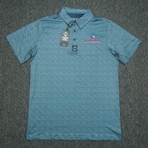 Pins‎ & Aces Shirt Mens Medium Blue Performance Polo All American Tour NWT